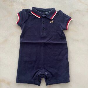 Janie and Jack Collared Short Sleeved Navy Polo Style Onesie Size 3-6 Months